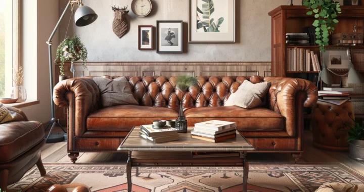 Choisir le parfait canapé en cuir vieilli pour un salon vintage