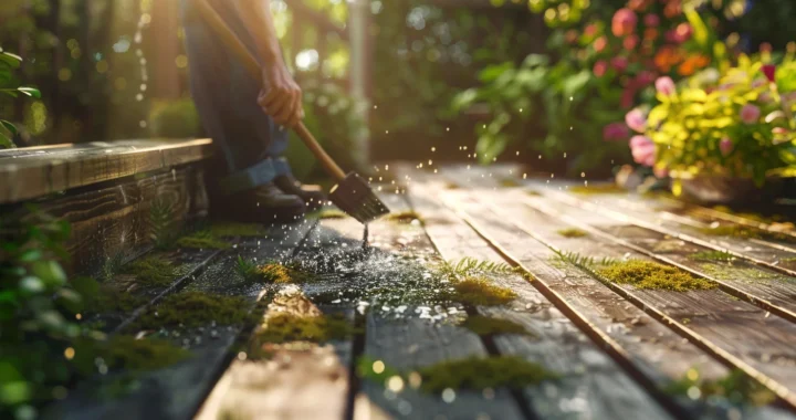 Éliminer efficacement la mousse sur une terrasse en bois